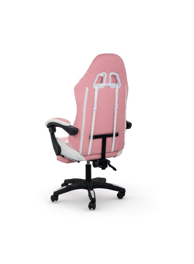 Multi Home Furniture White and Pink Gaming Chair with PVC Leather Ergonomic Chair with Footrest, Reclining Backrest, Lumbar Support, Back Support - Adjustable Height Gaming Chair for Office & Study - Image 4